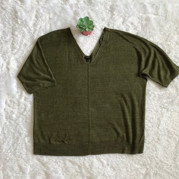 Talbots Sweaters - Talbots Moss Green Dolman Sleeve Linen Sweater EUC